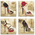 Produktbild: ARTLAND Wanddeko Leinwand Bilder Set 4tlg. je 30x30 cm Quadratisch Wandbilder Mode Schuhe High Heels Stiletto K3DY