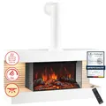 Produktbild: KAMINIO Elektrokamin Liz - Elektrischer Wandkamin mit Heizung, 3D-Flammeneffekt, LED-Ambientelicht, Fernbedienung (Weiß mit Rohr)