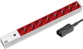 Produktbild: Bachmann Steckdosenleiste 19'' Zoll PDU 8-Fach Rot EDV mit Feinsicherung 1HE 2m Kabel mit C14 Kaltgerätestecker Mehrfachsteckdose für Serverschrank Rack 333.410 Grau (inkl. 2X Befestigungswinkel)