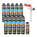Produktbild: Isolbau B2 Dämmstoffkleber SET - 10 x 750 ml Perimeterkleber, 1 x PU-Schaum-Reiniger & 1x Schaumpistole für EPS & XPS-Platten - 1K PU-Klebeschaum für Dämmung und Isolieren