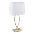 Produktbild: Relaxdays Tischlampe, Nachttischlampe mit Stoffschirm, HxBxT: 51 x 28 x 18 cm, E27, Tischleuchte Wohnzimmer, gold/weiß