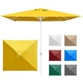 Produktbild: paramondo interpara Sonnenschirm aus 230 g/㎡ Polyesterfaser quadratisch 3 x 3m gelb + Gestell Weiß, Gartenschirm Marktschirm knickbar, Stabil, für Terrasse Balkon Sonnenschirm mit Kurbel, 8,8kg