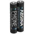 Produktbild: ABSINA Akku AAA für Telefon 800 mAh - 2x NiMH Telefonakkus Akkus Batterien