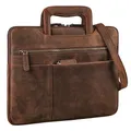 Produktbild: STILORD 'Cole' Vintage Laptoptasche 14 Zoll Leder Herren Schmal Laptophülle Echtleder Dokumententasche für Laptop Arbeit Business Reise, Farbe:zamora - braun