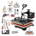 Produktbild: VEVOR Transferpresse Hitzepresse 38x30cm 8 in 1 Textilpresse T-Shirt Heat Press 360 Grad Schwenkbar DIY Mulitifunktional Sublimation Wärmepresse mit Digitaler LED-Temperatur- und Zeitcontroller