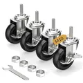 Produktbild: Lenkrollen, Möbelrollen, Transportrollen, Gummi, schwarz, 75mm, 4er Set