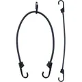 Produktbild: Spanngummi 600 mm mit 2 Kunststoffhaken, 2x feste Haken, schwarz - Silber