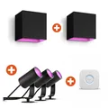 Produktbild: Bundle Philips Hue White & Color Ambiance Lily Spot Outdoor schwarz 3er Pack + 2 x Resonate Wandleuchte + Bridge V2 KY01-183+KY01-1R6+2xKY01-1N1
