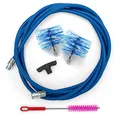 Produktbild: BARETTO Pelletofen Reinigungsset, Set zur Rohrreinigung von Pelletöfen mit 3 Meter flexibler Verlängerung bis 90°-Biegung, mit 2 Standard Nylonbürsten 80 mm und 100 mm (3 M)