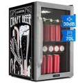Produktbild: Kühlschrank Getränke Flaschen Bier Minibar 70 L Hausbar Leise Edelstahl Glastür