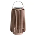 Produktbild: Dehner Solar-Laterne Amira Ø18 x H37 cm – LED Gartenlaterne mit Solar- & Akkubetrieb, USB-C Kabel inkl., warmweiß, Dämmerungssensor, IP44, Taupe - Taupe