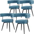 Produktbild: ML-Design Esszimmerstühle drehbar 4er Set in Blau Teddy-Stoff ergonomisch Wohnzimmerstuhl mit Arm- und Rückenlehnen 360° Drehstuhl mit Metallbeinen
