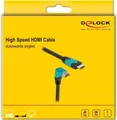 Produktbild: Delock - High Speed - HDMI-Kabel - HDMI männlich gerade bis HDMI männlich nach unten abgewinkelt - 1 m - Schwarz, Türkis - Dolby DTS-HD Master Audio-Unterstützung, Dolby TrueHD-Unterstützung, unterstützt 21:9 Kinoformat, unterstützt 8K 60 Hz (7680 x 4320)
