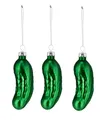 Produktbild: Weihnachts Gurke Deko Baum Anhänger - 1er o. 3er Pack - Glas Christbaum Schmuck