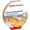 Produktbild: tesa Powerbond Montageband Schmal, 2 Stück - extra schmales Montageklebeband aus Schaumstoff, doppelseitig klebend - beige, 5 m x 9 mm - 2 Rollen