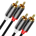 Produktbild: deleyCON 1m Cinch Kabel RCA HiFi Audio Kabel Audiokabel Vergoldete Metallstecker für Heimkino Stereoanlage Verstärker HiFi-Receiver Blu-Ray Player (Extra Dünn & Flexibel)