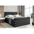 Produktbild: ALTDECOR Boxspringbett mit Fußteil, 2 Matratzen und Topper - 120x200 cm - BOXI8-Z KING - Schwarz Kunstleder - Polsterbett mit, H3- und H4- Matratz... - Schwarz