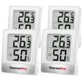 Produktbild: ThermoPro TP49W-4 digitales Mini Thermo-Hygrometer Thermometer Raumthermometer 4 er innen Temperatur und Luftfeuchtigkeitmessgerät mit Smiley-Indikator
