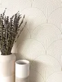 Produktbild: Newroom Vliestapete, Beige Tapete Modern Bogen - Mustertapete Ästhetik Grau Weiß Boho Art déco Linien für Wohnzimmer Schlafzimmer Küche