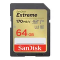 Produktbild: SanDisk Extreme SDXC UHS-I Speicherkarte 64 GB (V30, 170 MB/s Übertragung, U3, 4K UHD Videos, SanDisk QuickFlow-Technologie, wasserdicht, stoßfest, temperaturbeständig)