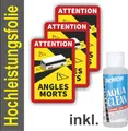 Produktbild: 3 x Angles Morts Aufkleber Warnung Toter Winkel inkl. AQUA Clean Wassertank