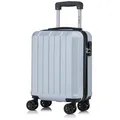 Produktbild: YONSLY Koffer Reisekoffer Trolley Rollkoffer Hartschalenkoffer Größenwahl aus ABS, 4 Rollen, Zahlenschloss 360°-Doppelrollen weicher Gummigriff Aluminium-Elemente silberfarben 55 cm