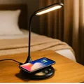 Produktbild: Grundig Schreibtischlampe mit Kabelloser Ladefunktion - LED Nachttischlampe Dimmbar mit Touch - Tischlampe mit 3 Lichtfarben - USB-C Stromversorgung - Flexibler Lampenarm