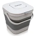 Produktbild: YourCasa® Faltbarer Biomülleimer 4L - kompakter Bio Mülleimer mit geruchsdichtem Aktivkohlefilter-Deckel - spülmaschinenfest & platzsparend - ideal für Küche, Camping & Wohnmobil (Grau)