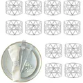 Produktbild: Serviettenringe, 12er Set, geometrisch, HxD: 3x4,5 cm, Serviettenhalter, Papier- und Stoffservietten, silber - Relaxdays