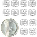 Produktbild: Relaxdays Serviettenringe, 12er Set, geometrisch, HxD: 3x4,5 cm, Serviettenhalter, Papier- und Stoffservietten, silber