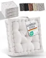 Produktbild: Beautissu Bodenkissen Sitzkissen 50x50 cm - Dickes Matratzenkissen 10cm - 100% Baumwolle Stuhlkissen Indoor & Outdoor Sitzkissen Boden Tragegriff extra Dicke Sitzauflagen Natur - Mila