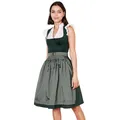 Produktbild: Krüger Dirndl Alisha 60cm Länge Knielang | Eleganten Samt-Dirndl mit gemusterter Dirndlschürze | Damen (DE/NL/SE/PL, Numerisch, 34, Regular, Regular, dunkelgrün)