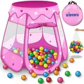 Produktbild: KIDUKU® Kinderspielzelt + 100 Bälle + Tasche Spielhaus Bällebad Schloss für drinnen und draußen (Pink)