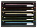 Produktbild: Exacompta 308914D Ablagebox Harlekin mit 5 Schubladen für DIN A4+ Dokumente. Belastbare Schubladenbox mit hoher Kapazität für mehr Platz auf dem Schreibtisch Big Box Plus Horizon Schwarz|Bunt