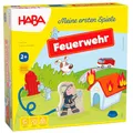 Produktbild: HABA Feuerwehr – Meine ersten Spiele – interaktives Feuerwehr Spielzeug für Kinder ab 2 Jahren, Spieleschachtel Wird zur bespielbaren Feuerwache – Memospiel für 1-4 Spieler – 1303807001
