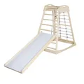 Produktbild: roba Montessori Indoor Spielturm mit 2-in-1 Rutsch- & Kletterbrett, Kletternetz & Sprossenseite, Schaukel & Turnringen – nachhaltiges Massivholz
