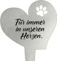 Produktbild: younikat Grabstecker aus Edelstahl I Grabschmuck Herz 17,8 cm Deko I Spruch - Für immer in unseren Herzen I you0082