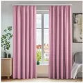Produktbild: Deconovo Verdunkelungsvorhang Gardinen mit Kräuselband Vorhänge Wohnzimmer Kälterschutz 2er Set, Vorhang blickdicht Lärmschutz Thermovorhang gegen Kälte pflegeleicht rosa 140 cm x 175 cm