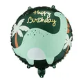 Produktbild: Folienballon Brontosaurus Happy Birthday 35x35cm rund - Luftballon für Helium oder Luft - Kunststoffballon für Kindergeburtstag Kinderparty Babyfeier - Ballon für Feste - Grün Gold