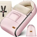 Produktbild: Kidiz® Babyfußsack Baby Fußsack Winterfußsack Babyschale mit Reißverschluss Kuschelsack Babydecke Kinderwagen waschbar verschließbarer Kopfteil,Tasche, passend für alle Kinderwagen, Rosé Gold