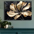 Produktbild: Wandbild Wanddeko Bild Deko-Wandaccessoire Leinwand goldene Blume