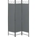 Produktbild: Raumteiler Saragossa 3-teilig 120x171 cm Paravent Trennwand 3-tlg. Sichtschutz Stellwand Spanische Wand Dunkelgrau - Dunkelgrau