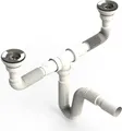 Produktbild: Uzman Siphon Doppelsiphon mit Flexiblem Schlauch, Doppelanschluss, Spülbecken