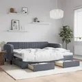 Produktbild: vidaXL Tagesbett Ausziehbar mit Schubladen Dunkelgrau 90x200 cm Samt