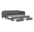 Produktbild: vidaXL Bettgestell Gästebett Tagesbett Ausziehbar mit Schubladen Dunkelgrau 90x200 cm Sam