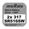 Produktbild: 2x Murata/Sony 317 Uhren-Batterie Knopfzelle SR516SW Silberoxid  Blisterware