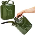 Produktbild: BW® Benzinkanister Metall 2x 5 Liter mit Ausgießer - Kraftstoffkanister Olivgrün - RAL 6003 - TÜV-geprüft und UN-Zulassung - 0,9mm Stahl nach DIN 7274 - Made in Europe