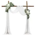 Produktbild: VEVOR Blumenset für Hochzeit Bogen, wei_e Blumen für Traubogen mit Vorhängen (3er-Set) _ 2 Blumenarrangements, 1 transparente Vorhänge, für Zerem