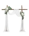 Produktbild: VEVOR Blumenset für Hochzeit Bogen, weiße Blumen für Traubogen mit Vorhängen (3er-Set) – 2 Blumenarrangements, 1 transparente Vorhänge, für Zeremoniensträuße, Empfangshintergrunddekoration