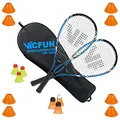 Produktbild: VICTOR Speed-Badminton 100 Set Premium - 2 Badmintonschläger, 3 Bälle und eine hochwertige Badmintontasche Set field